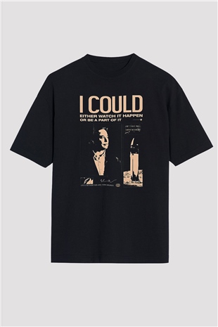 Elon Musk Baskılı Unisex Siyah Oversize Tişört - Tshirt