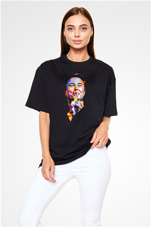 Elon Musk Baskılı Unisex Siyah Oversize Tişört - Tshirt
