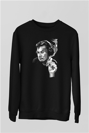 Elon Musk Baskılı Unisex Siyah Sweatshirt