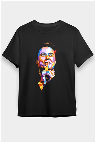 Elon Musk Baskılı Unisex Siyah Tişört - Tshirt