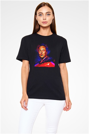 Elon Musk Baskılı Unisex Siyah Tişört - Tshirt