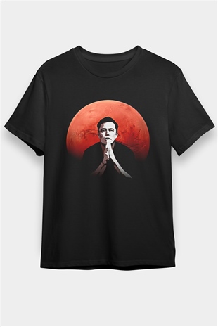 Elon Musk Baskılı Unisex Siyah Tişört - Tshirt