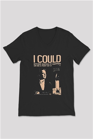 Elon Musk Baskılı Unisex Siyah V Yaka Tişört - Tshirt