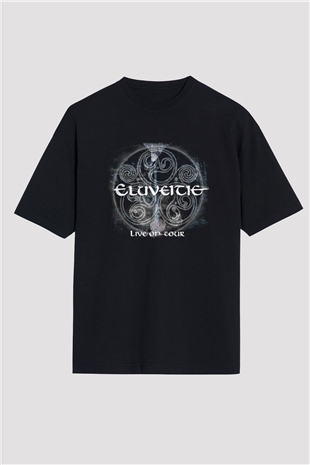 Eluveitie Baskılı Unisex Siyah Oversize Tişört