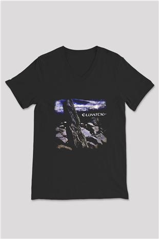 Eluveitie Baskılı Unisex Siyah V Yaka Tişört