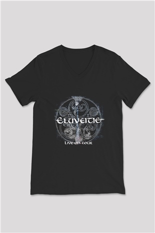 Eluveitie Baskılı Unisex Siyah V Yaka Tişört