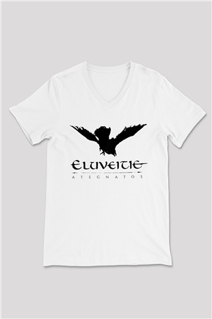 Eluveitie Beyaz Unisex V Yaka Tişört