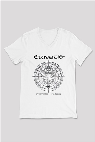 Eluveitie Beyaz Unisex V Yaka Tişört T-Shirt