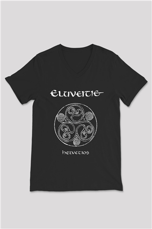 Eluveitie Siyah Unisex V Yaka Tişört T-Shirt