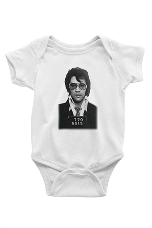 Elvis Presley Baskılı Beyaz Unisex Bebek Body - Zıbın