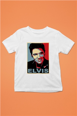 Elvis Presley Baskılı Beyaz Unisex Çocuk Tişört