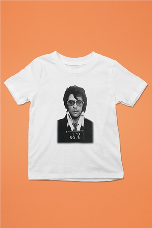 Elvis Presley Baskılı Beyaz Unisex Çocuk Tişört