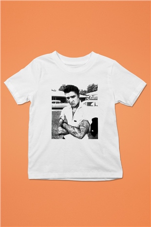 Elvis Presley Baskılı Beyaz Unisex Çocuk Tişört