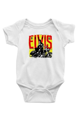 Elvis Presley Baskılı Unisex Beyaz Bebek Body - Zıbın