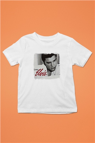 Elvis Presley Baskılı Unisex Beyaz Çocuk Tişört