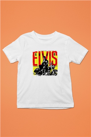 Elvis Presley Baskılı Unisex Beyaz Çocuk Tişört