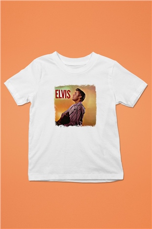 Elvis Presley Baskılı Unisex Beyaz Çocuk Tişört