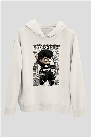 Elvis Presley Baskılı Unisex Beyaz Hoodie