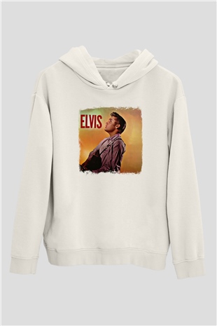 Elvis Presley Baskılı Unisex Beyaz Hoodie