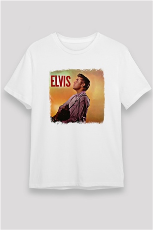 Elvis Presley Baskılı Unisex Beyaz Tişört