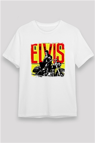 Elvis Presley Baskılı Unisex Beyaz Tişört