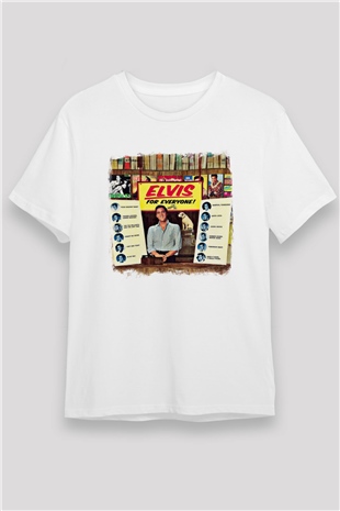 Elvis Presley Baskılı Unisex Beyaz Tişört