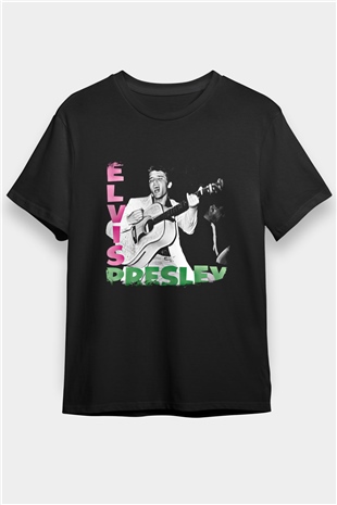 Elvis Presley Baskılı Unisex Siyah Tişört