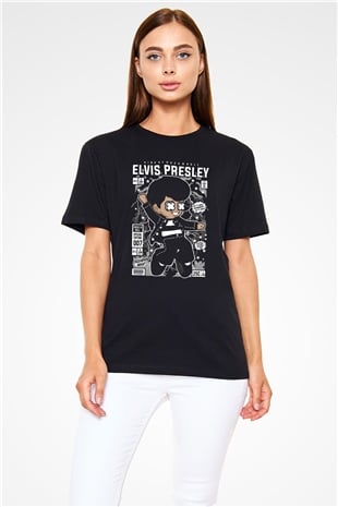 Elvis Presley Baskılı Unisex Siyah Tişört