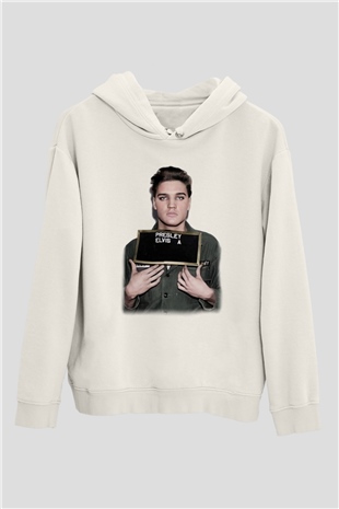 Elvis Presley Beyaz Unisex Kapşonlu Sweatshirt