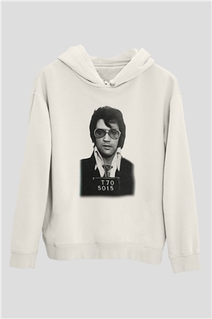 Elvis Presley Beyaz Unisex Kapşonlu Sweatshirt