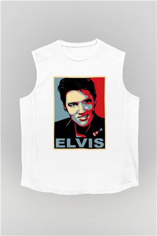Elvis Presley Beyaz Unisex Kolsuz Tişört
