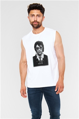Elvis Presley Beyaz Unisex Kolsuz Tişört