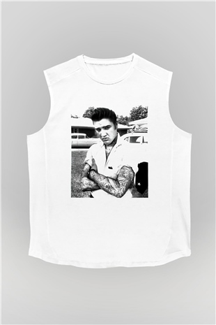 Elvis Presley Beyaz Unisex Kolsuz Tişört