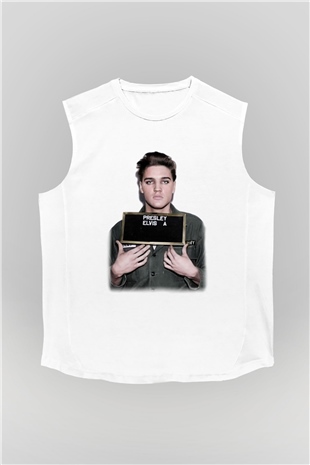 Elvis Presley Beyaz Unisex Kolsuz Tişört
