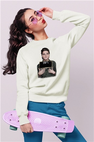 Elvis Presley Beyaz Unisex Sweatshirt