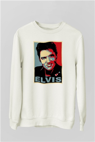 Elvis Presley Beyaz Unisex Sweatshirt