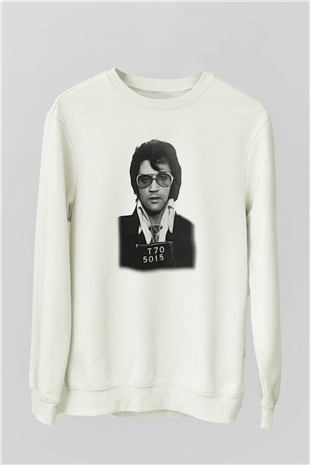 Elvis Presley Beyaz Unisex Sweatshirt