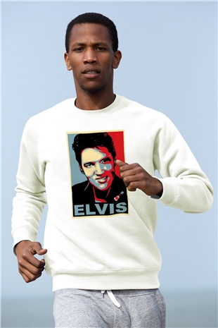 Elvis Presley Beyaz Unisex Sweatshirt