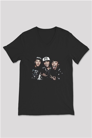 Emblem3 Siyah Unisex V Yaka Tişört
