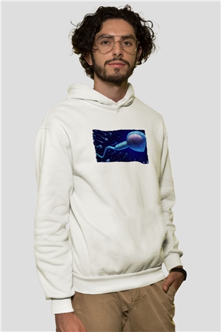 Embriyolog Beyaz Unisex Kapüşonlu Sweatshirt