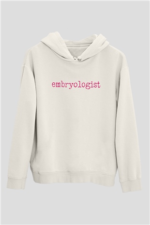 Embriyolog Beyaz Unisex Kapüşonlu Sweatshirt