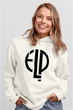Emerson, Lake and Palmer Beyaz Unisex Kapşonlu Sweatshirt