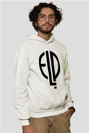 Emerson, Lake and Palmer Beyaz Unisex Kapşonlu Sweatshirt