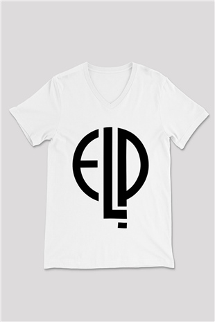 Emerson, Lake and Palmer Beyaz Unisex V Yaka Tişört T-Shirt