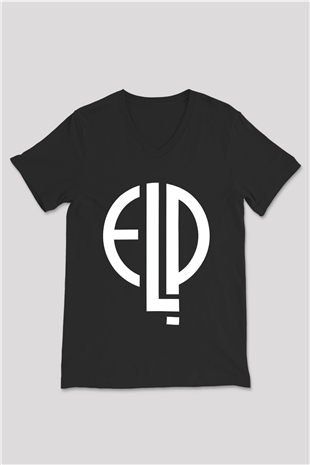 Emerson, Lake and Palmer Siyah Unisex V Yaka Tişört T-Shirt