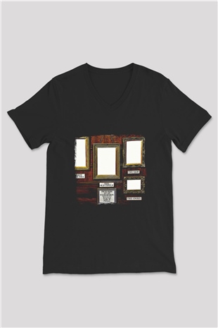 Emerson,Lake and Palmer Baskılı Unisex Siyah V Yaka Tişört