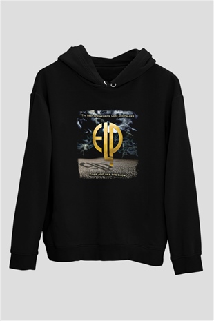 Emerson,Lake and Palmer Baskılı Unisex Siyah Hoodie