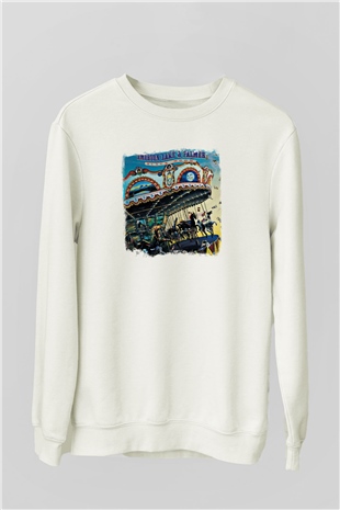 Emerson,Lake and Palmer Baskılı Unisex Beyaz Sweatshirt