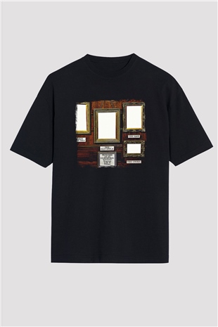 Emerson,Lake and Palmer Baskılı Unisex Siyah Oversize Tişört