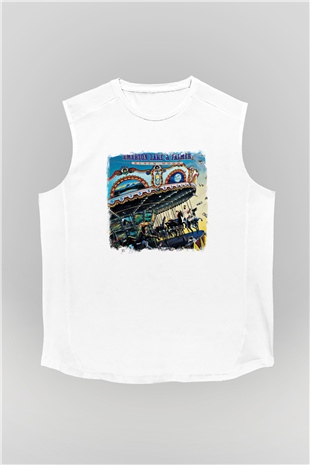Emerson,Lake and Palmer Baskılı Unisex Beyaz Kolsuz Tişört